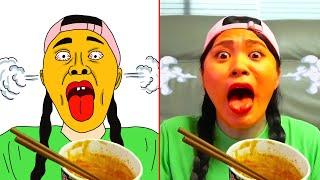 Dona Mukbang Fire Spicy Noodle Tteokbokki Drawing Meme | 먹방 도나 | Part 3