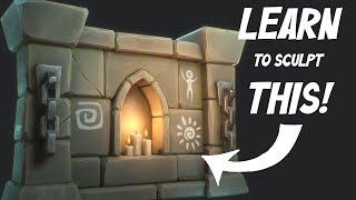 HOW I sculpt STYLIZED STONE for GAMES | TUTORIAL