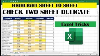 Excel sheets highlight duplicates in two sheets