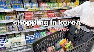 shopping in korea vlog  grocery food haul with prices  snacks unboxing & cooking