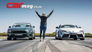 DRAG RACE: Ford Mustang 5,0 V8 Bullitt vs Toyota GR Supra