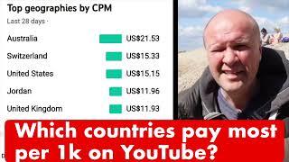 Which countries pay MOST money on YouTube? Top adsense countries by CPM (dollars per 1000 views)