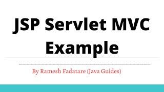 JSP Servlet MVC Example | Java Guides