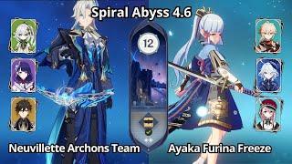 C0 Neuvillette Archons Team & C0 Ayaka Furina Freeze - Spiral Abyss 4.6 Floor 12 Genshin Impact