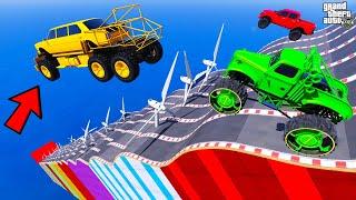 FRANKLIN TRIED HUGE CURVY DOWNWARD ROAD PARKOUR RAMP CHALLENGE GTA 5 | SHINCHAN and CHOP