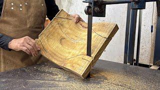 Top Skills With Dangerous Woodworking Machines // Create An Exquisite Table From Original Logs