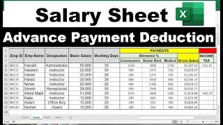 salary sheet in excel with formula | salary sheet sample