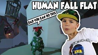 DAD AND SON DOING CRAZY PARKOUR! | HUMAN FALL FLAT MULTIPLAYER NEW MAP!