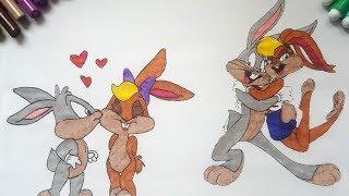 HOW to Color LOONEY TUNES Characters - Bugs Bunny & Lola LOVE COLORING (Kids Video)