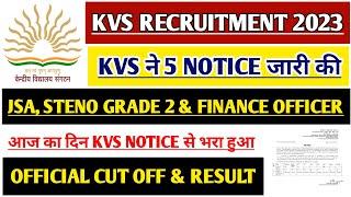 KVS RECRUITMENT 2023 RESULT | KVS JSA RESULT | KVS STENO & FINANCE OFFICER RESULT | KVS PRT CUT OFF