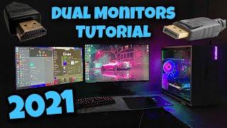 How To Connect 2 Monitors To One PC | DUAL MONITORS TUTORIAL 2021
