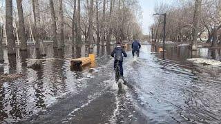 Похож на аквапарк: сквер Нагорный в Бийске утонул в огромной луже (04.04.22г., Бийское телевидение)