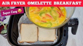 EASY AIR FRYER OMELETTE BREAD RECIPE FOR BREAKFAST. PERFECT AND SUPER QUICK. OMELETE RECIPES