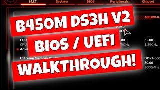 GIGABYTE B450M DS3H V2 BIOS Walkthrough Tour & Explanation