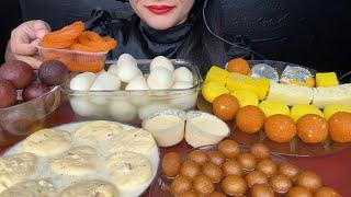 ASMR EATING RASMALAI,RASGULLA,CHAM CHAM,KALA JAMUN,ANGOORI JAMUN,PANEER JALEBI RABDI