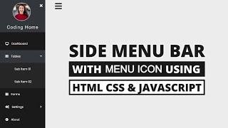 Sidebar Menu HTML CSS | Sidebar Dropdown Menu using HTML CSS JavaScript