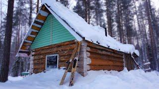 Live Alone in the Forest in  -30°C,  Off Grid cabin, cozy tiny house in the woods