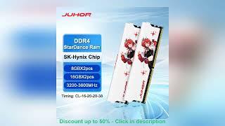 JUHOR Memoria Ram ddr4 8GB 16GB 3200MHz 3600MHz DIMM Desktop  Gaming Memory RAMS with White Heat S