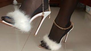 women in high heel mules and stockings | #viralvideo #trending #heels