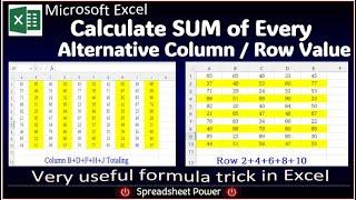Calculate SUM of Every Next Cell or Alternative Cell in Excel