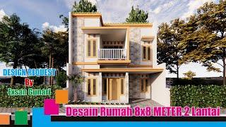 Desain Rumah 8 x 8 METER 2 Lantai 4 Kamar Tidur Request By Exsan Gunari