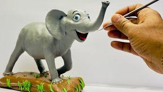 Clay sculpting: How to make Elephant out of clay, cute clay animals art,clay modelling,clay art