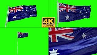 Australia flag green screen 4k