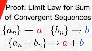 Proof: Limit Law for Sum of Convergent Sequences | Real Analysis