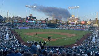 Massive fire at old courthouse building near Dodger Stadium sends up thick plumes of black smoke