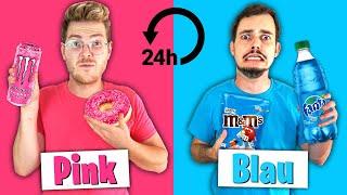 NUR die FARBE ESSEN die man TRÄGT FÜR 24 STUNDEN (PINKES vs BLAUES FOOD CHALLENGE)