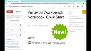 Vertex AI Workbench Notebook: Qwik Start || #qwiklabs || #GSP076 ||  [With Explanation️]