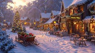 Cozy Christmas Jazz Warm Coffee Shop Vibes & Snowy Town Street Views for Perfect Holiday Relaxation