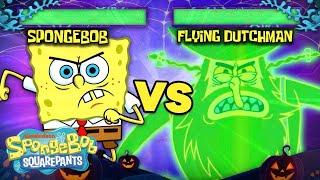 SpongeBob vs Flying Dutchman - Fight Scenes with HEALTHBARS ‍️ | @SpongeBobOfficial