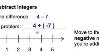 Subtracting Integers Using a Number Line - Video 1