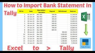 How to Import Bank Statement in Tally, Import Bank Statement from Excel to Tally without Any TDL