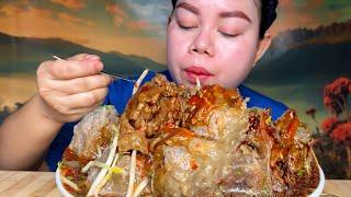 Bakso urat isi daging extra tetelan sapi pake soun touge sambal pedas 1 mangkok Mukbang