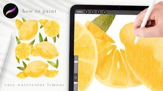 how to paint lemons  Procreate watercolor tutorial, procreate tips and tricks for beginners