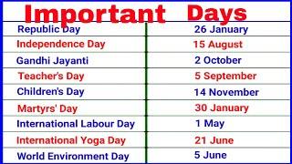 important days | important days and dates