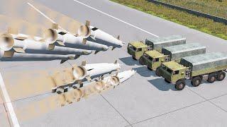 Cars vs Missile Turrets – BeamNG.Drive