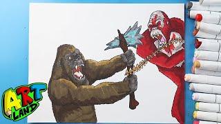 How to Draw Kong vs Skar King | Godzilla x Kong