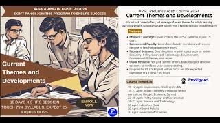 An overview by Gaurav Bansal for UPSC Prelims Crash Course 2024 --Current Themes and Developments