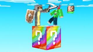 1v1 on ONE RAINBOW BLOCK in Minecraft (vs Best Friend)