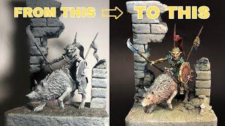 Fantasy Goblin Diorama *miniature*  ( Ancient Ruins Based )