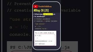 [Blog:36-JS] What does "use strict" statement do in JavaScript? #hindi