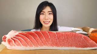 [ASMR] Bluefin Tuna Belly (Toro) Sashimi and Salmon Roe (Ikura) Mukbang 참치회 연어알 먹방