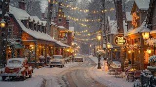 Old Town Serenity ️ Snow-Draped Streets, Warm Café Ambience & Smooth Jazz for Winter Tranquility