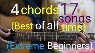 4 Chords 17 Best Songs Of all Time (Extreme Beginners) - Best Hindi Mashup guitar lesson