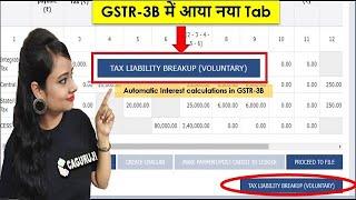 New change in GSTR 3B - interest calculator, New Tab in GSTR-3B Tax liability breakup (voluntary)