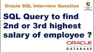 SQL Query to find 2nd or 3rd highest salary of employee || SQL Query Interview Question