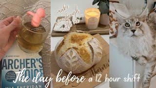 VLOG | DAY BEFORE A 12 HOUR SHIFT | Make sourdough with me, grocery hall, vlog, etc.